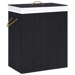 vidaXL Bamboo Laundry Basket with Single Section Black 21.9 gal