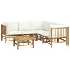 vidaXL Garden Lounge Set Cream White Bamboo, Fabric (100% polyester)