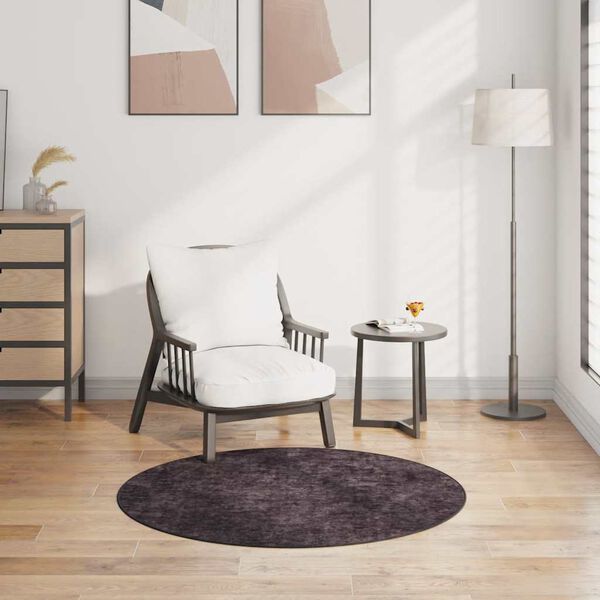 vidaXL Rug Anthracite Polyester with PVC backing 47.2 in diameter Rug