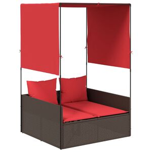 vidaXL Patio Double Sun Lounger Brown, Red