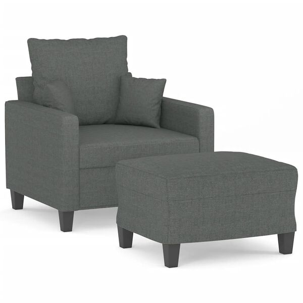 vidaXL Sofa Chair With Footstool Dark gray