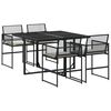 vidaXL Garden Dining Set Black PE Rattan 5-Piece Set Removable Covers