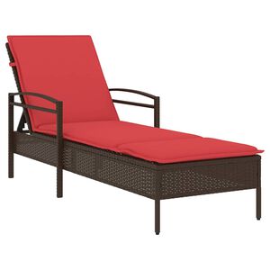 vidaXL Sun lounger Reclining Brown 63 x 200 x 81cm poly rattan