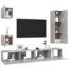 vidaXL TV Cabinet Set Set of 5 Concrete Grey Engineered Wood Large