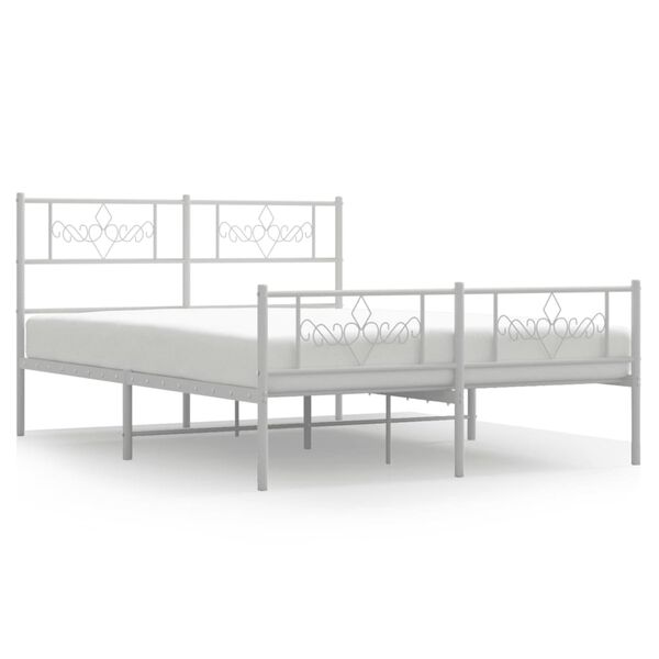 vidaXL Bed Frame White Powder-coated Steel