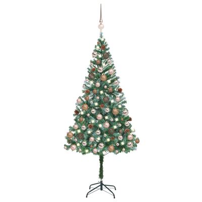 vidaXL Artificial Christmas Tree with LEDs&Ball Set Pinecones 70.9"