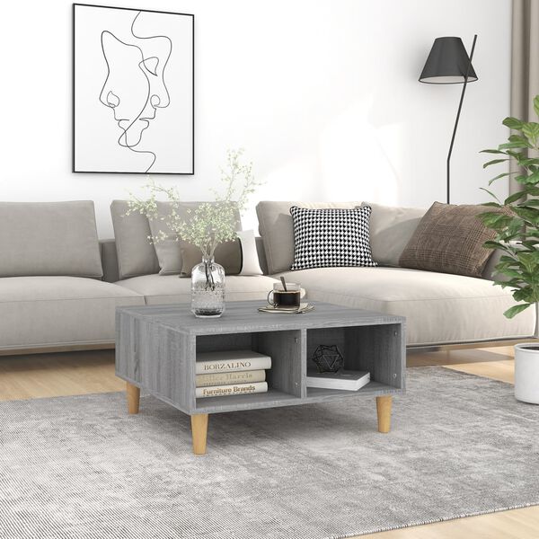 vidaXL Coffee Table Grey sonoma Engineered wood, solid eucalyptus wood