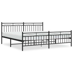 vidaXL Bed Frame Black Powder-Coated Steel 76.0 x 80.0 in Bed Frame
