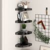 vidaXL Corner Shelf Set of 4 High Gloss Black Honeycomb MDF and Metal