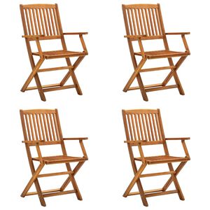 vidaXL Outdoor Chair Set of 4 Natural Wood Solid Acacia wood Standard