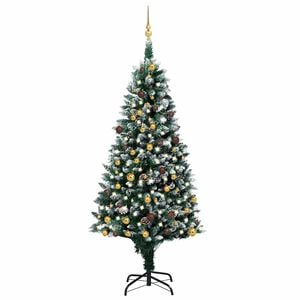 vidaXL Christmas Tree Green and white PVC, steel, plastic 83 in