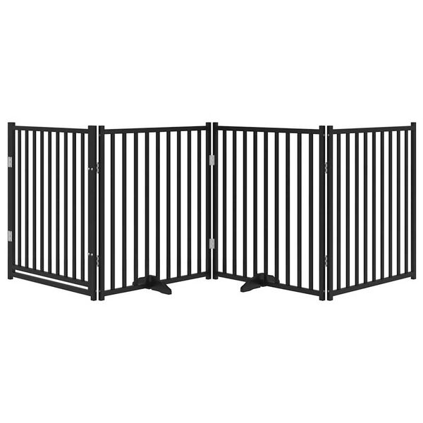 vidaXL Dog Gate Set of 4 Black Solid fir wood 10.6 ft total Foldable