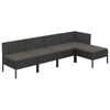 vidaXL Garden Lounge Set Black PE Rattan, Powder-Coated Steel, Polyester