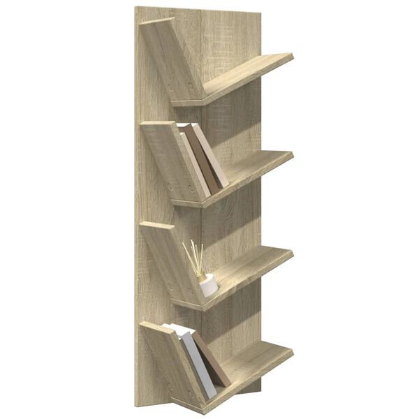 vidaXL Wall Bookshelf Sonoma Oak Engineered Wood 13x6.3x35.4 in