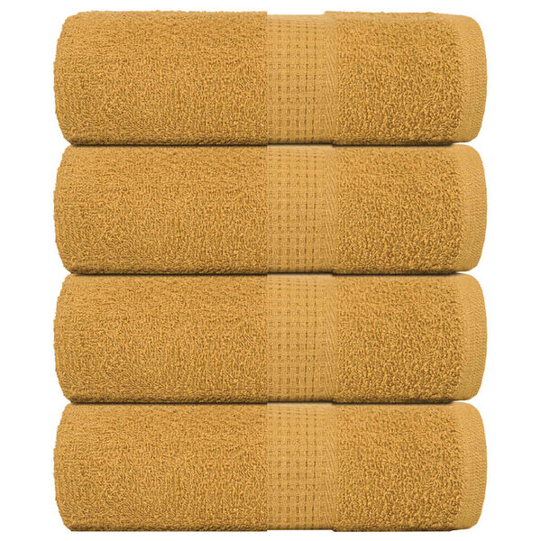 vidaXL Guest Towel Set of 4 Gold 100% Cotton 11.8 x 19.7 in