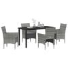 vidaXL Garden Dining Set with Cushion 5 pcs Grey Poly Rattan
