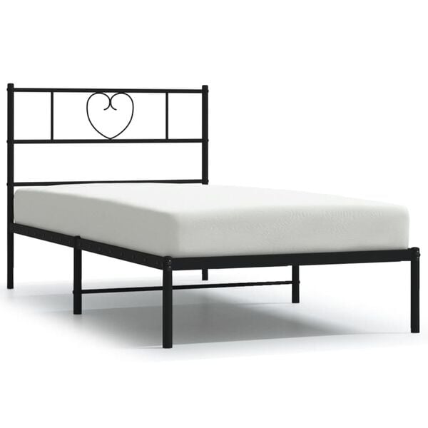 vidaXL Bed Frame Black Steel Single Bed Frame Rectangular Modern