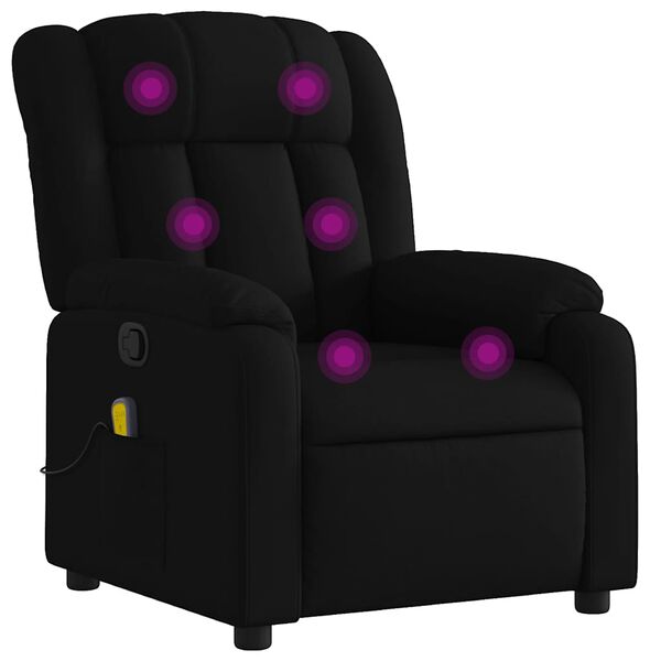 vidaXL Massage Recliner Chair Black Polyester Fabric 30.7x36.2x38.6 in