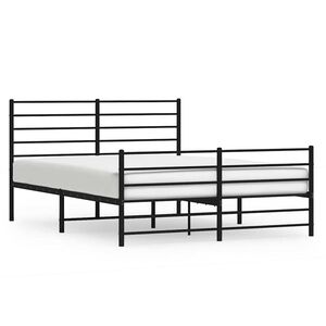 vidaXL Bed Frame Black Steel King Bed Frame Rectangular Traditional