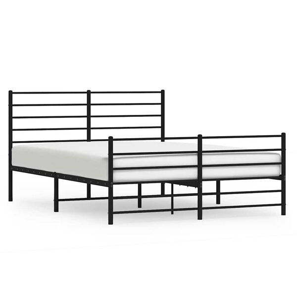vidaXL Bed Frame Black Steel King Bed Frame Rectangular Traditional