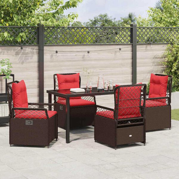 vidaXL Garden Dining Set 5 pcs Brown poly rattan