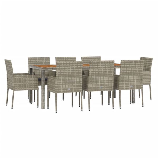 vidaXL Garden Dining Set Grey PE rattan Modular Garden Dining Set