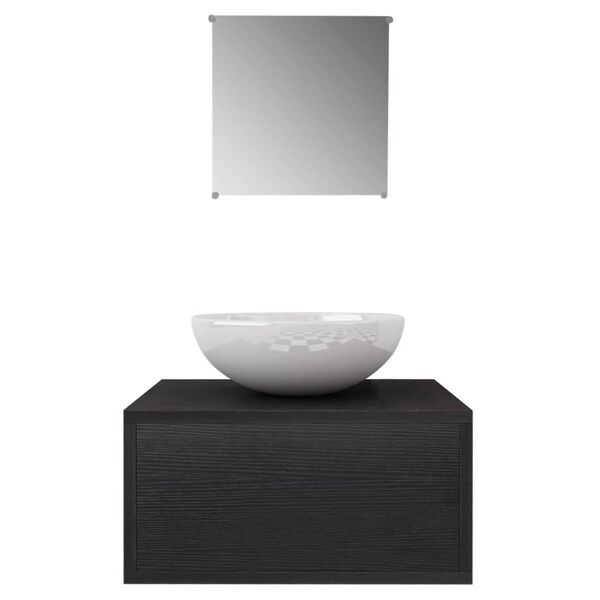 vidaXL Bathroom Cabinet Black and White Engineered wood, Ceramic Compact