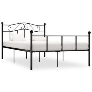vidaXL Bed Frame Black Metal Double Durable Bed Frame Rectangular