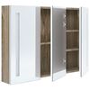 vidaXL Bathroom Cabinet White and Oak MDF with melamine finish, glass mirror