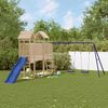 vidaXL Outdoor Playset Natural Pine, Blue Solid Pine Wood, Polypropylene