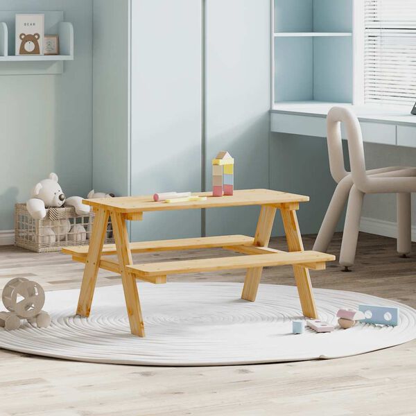 vidaXL Kids Table Natural wood color Solid pine wood Medium Durable