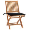 vidaXL Patio Chairs 2 pcs with Black Cushions Solid Teak Wood