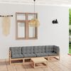 vidaXL Garden Lounge Set Natural wood, Grey cushions
