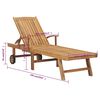vidaXL Sun Lounger Natural Teak Solid Teak Wood, Galvanized Steel