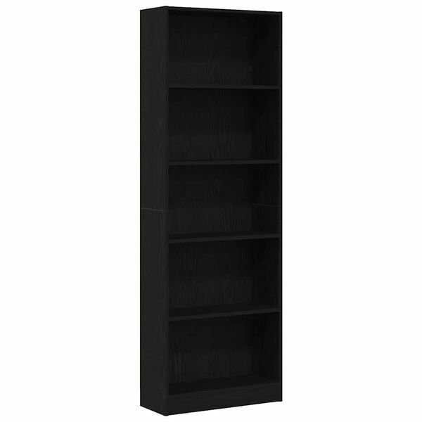 vidaXL Bookshelf Black Oak 23.62 x 9.45 x 69.29 in Engineered Wood