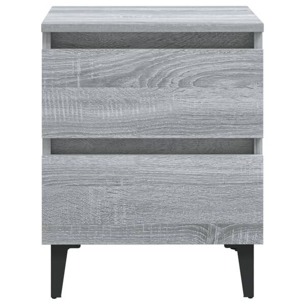 vidaXL Bed Cabinet Set of 2 Grey Sonoma Engineered wood, metal Small