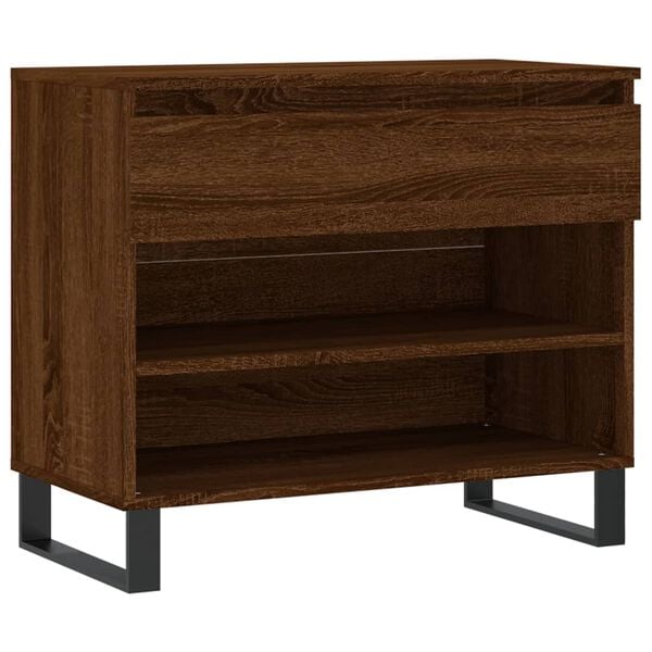 vidaXL Shoe Cabinet Brown Oak Engineered wood, metal Medium Shoe Cabinet