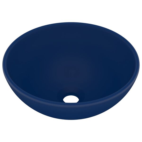vidaXL Luxury Bathroom Basin Round Matt Dark Blue 12.8x5.5" Ceramic