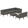 vidaXL Garden Lounge Set Grey PE Rattan Large Adjustable Armrests