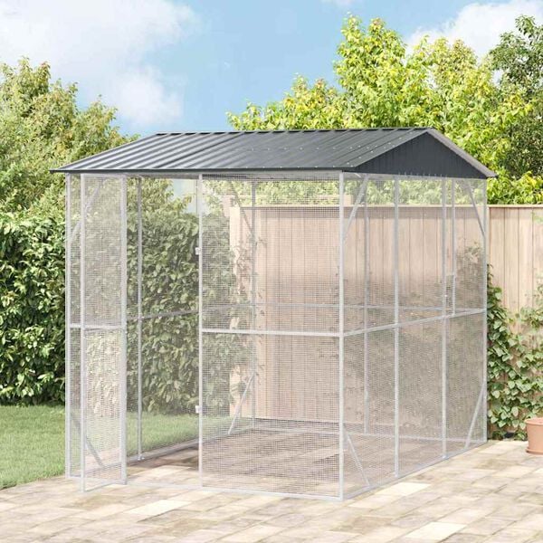 vidaXL Bird Cage Anthracite 89.37 x 122.05 x 97.24 in Galvanised Steel