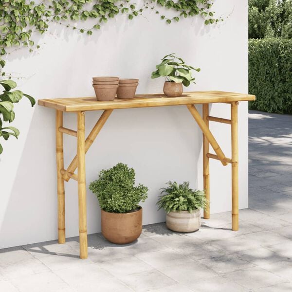 vidaXL Console Table Natural Bamboo Medium Decorative Inlays
