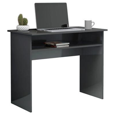 vidaXL Desk High Gloss Gray 35.4"x19.7"x29.1" Engineered Wood