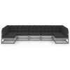 vidaXL Garden Lounge Set Grey Solid pine wood, 100% polyester Medium
