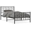 vidaXL Bed Frame Black Powder-Coated Steel 39.4 x 78.7 in Sturdy