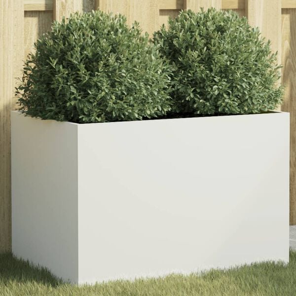 vidaXL Planter White Cold-rolled steel Medium Decorative Inlays