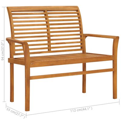 vidaXL Patio Bench with Taupe Cushion 44.1" Solid Teak Wood