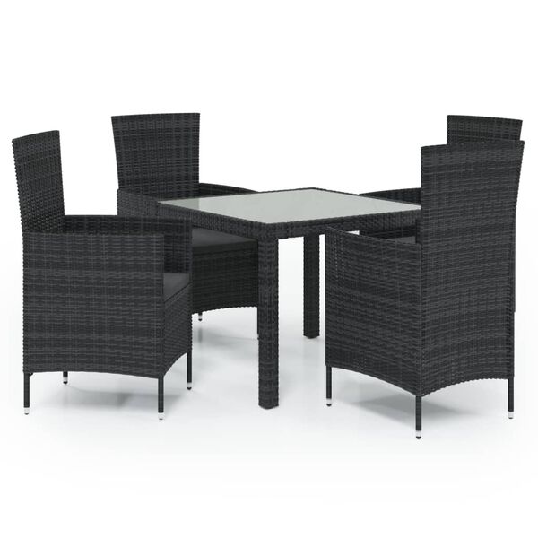 vidaXL Outdoor Dining Set Black