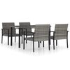 vidaXL Dining Set Grey and Black Poly rattan, powder-coated steel Medium