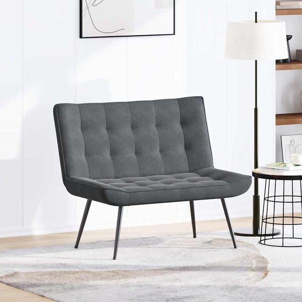 vidaXL Bench Dark Grey Velvet, Metal, Plywood 43.3 in x 29.1 in x 33.1 in