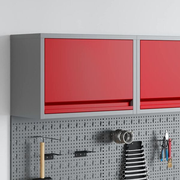 vidaXL Tool Cabinet Red and gray 50 x 25 x 35 cm Powder-coated steel